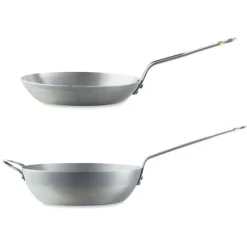 Lot poêle 28 cm et sauteuse paysanne 32 cm acier Minéral B De Buyer