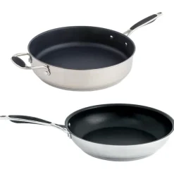 Lot poêle et sauteuse inox antiadhérentes Excell’Inox 28 cm Mathon