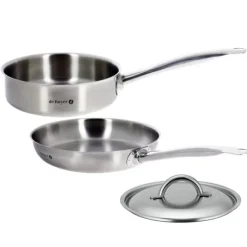 Lot poêle et sauteuse tout inox Prim’Appety 28 cm et couvercle De Buyer
