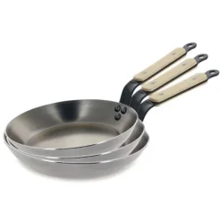 Lot 3 poêles acier Minéral B Bois 20, 24 et 28 cm De Buyer