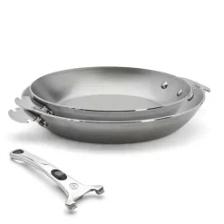 Lot 2 poêles acier Minéral B Loqy 24 et 28 cm et manche amovible De Buyer