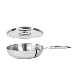 Lot poêle sautoir tout inox Castel’Pro 28 cm et couvercle Cristel