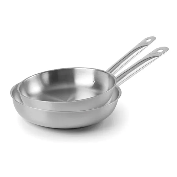 Lot 2 poêles en inox Chef 24 et 28 cm Lacor
