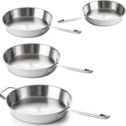 Lot 4 poêles à frire tout inox Maestro 20, 24, 28 et 32 cm Beka