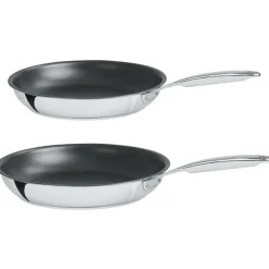 Lot 2 poêles inox antiadhérentes Castel'Pro 24 et 28 cm Cristel