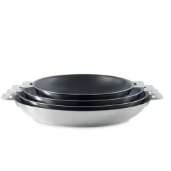 Lot 4 poêles inox antiadhérentes Strate sans manche 20, 24, 26 et 28 cm Cristel