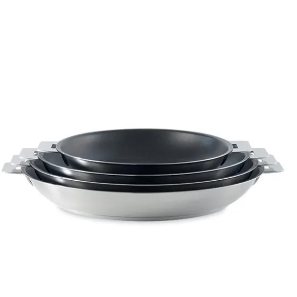 Lot 4 poêles inox antiadhérentes Strate sans manche 20, 24, 26 et 28 cm Cristel