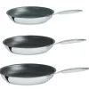 Lot 3 poêles inox antiadhérentes Castel'Pro 20, 24 et 28 cm Cristel