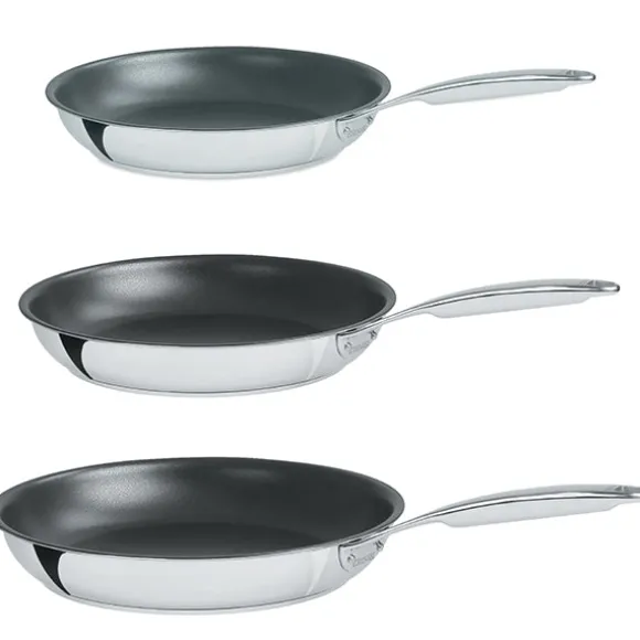 Lot 3 poêles inox antiadhérentes Castel'Pro 20, 24 et 28 cm Cristel