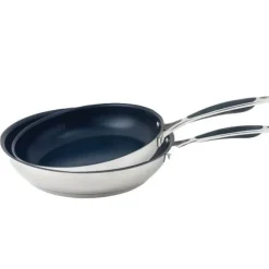 Lot 2 poêles inox antiadhérentes Excell'Inox 24 et 28 cm Mathon