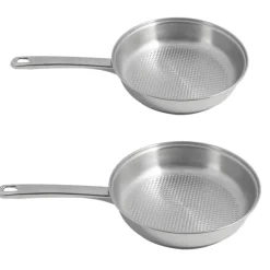 Lot 2 poêles tout inox avec fond grill 24 et 28 cm Artame