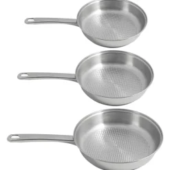 Lot 3 poêles tout inox avec fond grill 20, 24 et 28 cm Artame