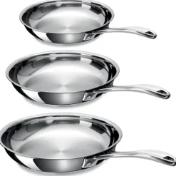 Lot 3 poêles tout inox Chef 20, 24 et 28 cm Beka