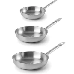 Lot 3 poêles tout inox Chef 20, 24 et 28 cm Lacor