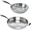 Lot 2 poêles tout inox Excell'Inox 24 et 32 cm Mathon