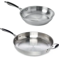 Lot 2 poêles tout inox Excell'Inox 24 et 32 cm Mathon