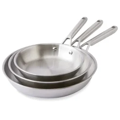 Lot 3 poêles tout inox Triply'Chef Inox 20, 24 et 28 cm Mathon
