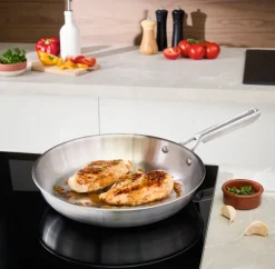 Lot 3 poêles tout inox Triply'Chef Inox 20, 24 et 28 cm Mathon