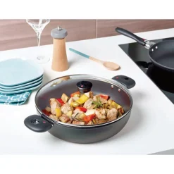 Lot sauteuse Cookway 28cm avec poignée, anse et couvercle Cristel