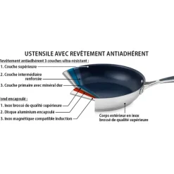 Lot sauteuse inox antiadhérente Excell'Inox 20 cm et couvercle en verre Mathon