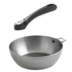 Lot sauteuse paysanne acier Minéral B 24 cm et manche amovible De Buyer