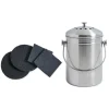 Lot seau à compost en inox 5 L et 4 filtres à charbon antiodeurs Mathon