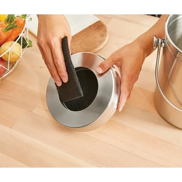 Lot seau à compost en inox 5 L et 4 filtres à charbon antiodeurs Mathon