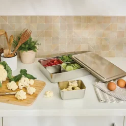 Lot 2 sets de 5 bacs de préparation culinaire en inox Mathon