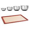 Lot tapis plaque de cuisson 39,7 x 29,5 cm et 4 petits bols inox de 10,5 à 17 cm Mathon