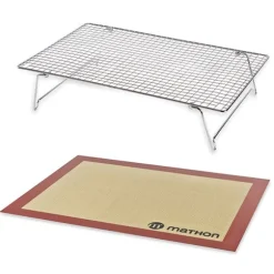 Lot Volette rectangulaire en inox avec tapis de cuisson en silicone Mathon