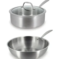 Lot wok 28 cm et sauteuse 24 cm tout inox Triply Menastyl