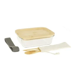 Lunch box avec 3 couverts bambou Pebbly