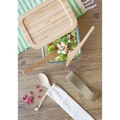 Lunch box avec 3 couverts bambou Pebbly