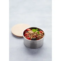 Lunch box ronde en inox 600 ml et couvercle en bambou Point Virgule