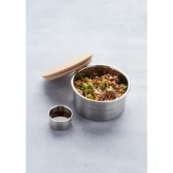 Lunch box ronde en inox 600 ml et couvercle en bambou Point Virgule