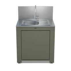 Meuble avec évier cuisine extérieure coloris sauge Modulo ENO