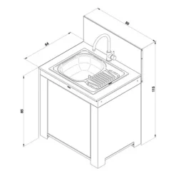 Meuble avec évier cuisine extérieure coloris sauge Modulo ENO