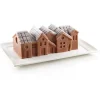 Moule à bûche 3D en silicone village enneigé Silikomart