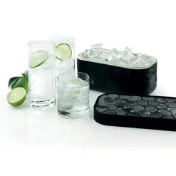 Moule et bac à glaçons Ice Box en silicone souple et plastique noir 132 glaçons Lékué