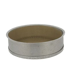 Moule à manqué amovible en inox perforé 24 cm et feuille de cuisson antiadhésive De Buyer