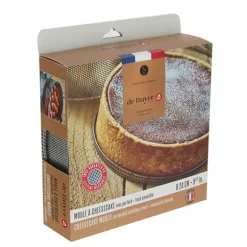 Moule à manqué amovible en inox perforé 24 cm et feuille de cuisson antiadhésive De Buyer