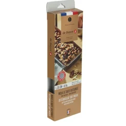 Moule rectangulaire amovible inox perforé 35 cm et feuille de cuisson antiadhésive De Buyer