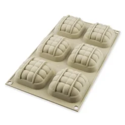 Moule silicone 6 Mini gâteaux Elegenza texture matelassée Silikomart