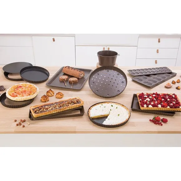 Moule à tarte amovible acier revêtu bords cannelés 24,5 cm Mathon
