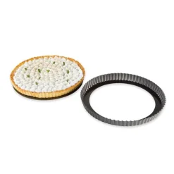 Moule à tarte amovible acier revêtu antiadhérent bords cannelés 28 cm Mathon