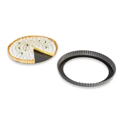 Moule à tarte amovible acier revêtu antiadhérent bords cannelés 28 cm Mathon