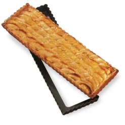 Moule à tarte amovible rectangle acier revêtu antiadhérent bords cannelés 36 cm Mathon
