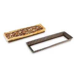 Moule à tarte amovible rectangle acier revêtu antiadhérent bords cannelés 36 cm Mathon