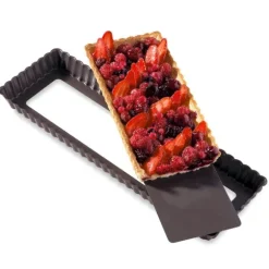 Moule à tarte amovible rectangle acier revêtu antiadhérent bords cannelés 36 cm Mathon