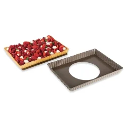 Moule à tarte amovible rectangle acier revêtu antiadhérent bords cannelés 30 cm Mathon